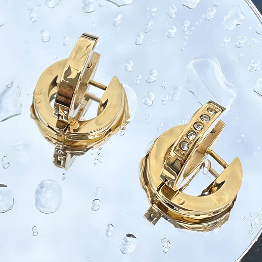 Half-Pavé Hoop Earrings