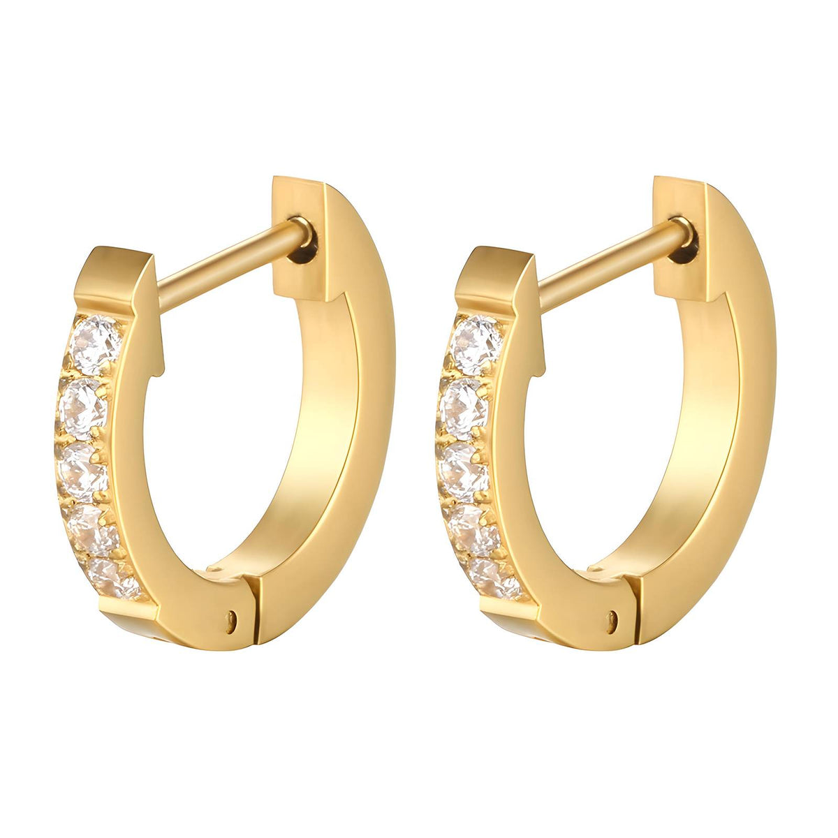 Half-Pavé Hoop Earrings