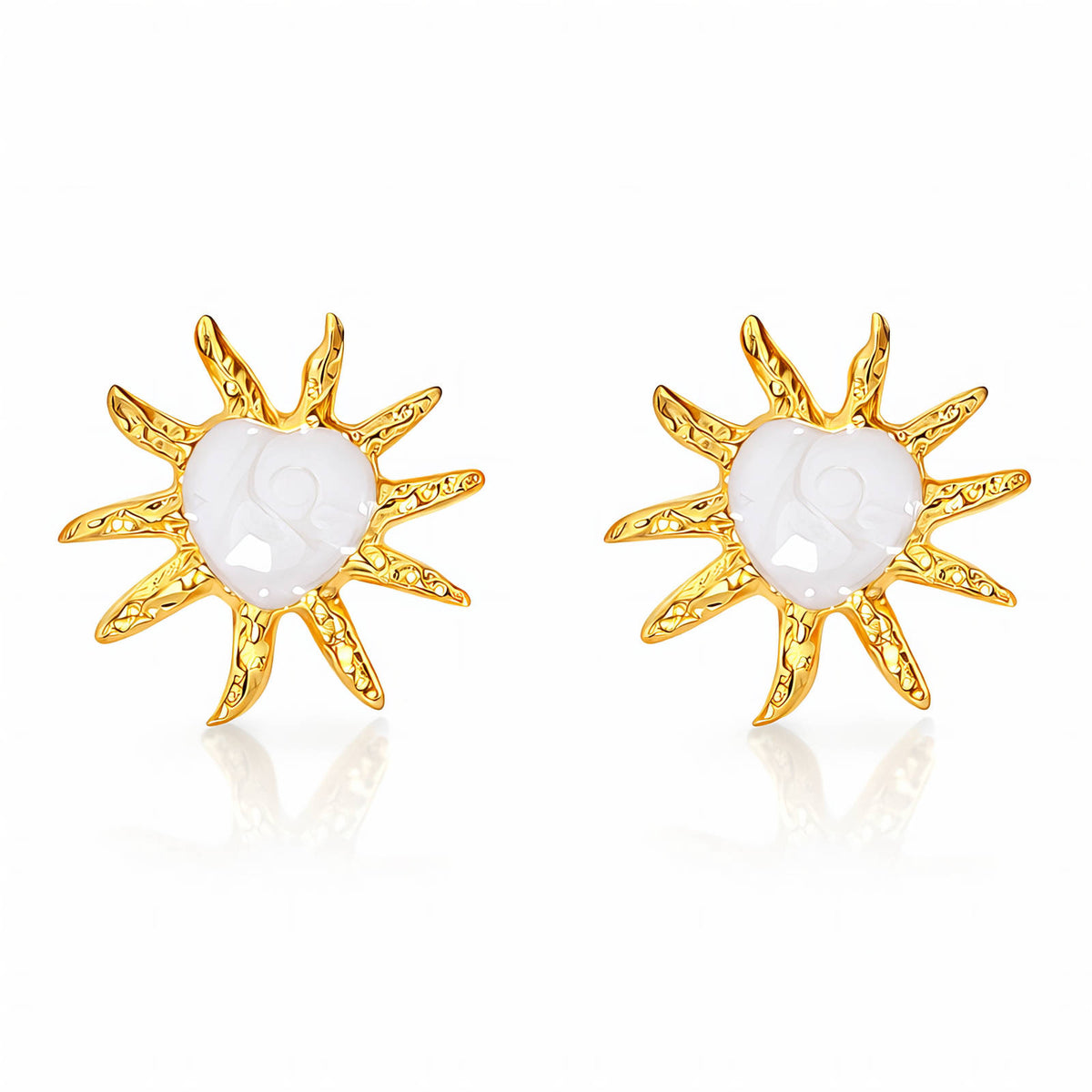 Golden Sunburst Stud Earrings