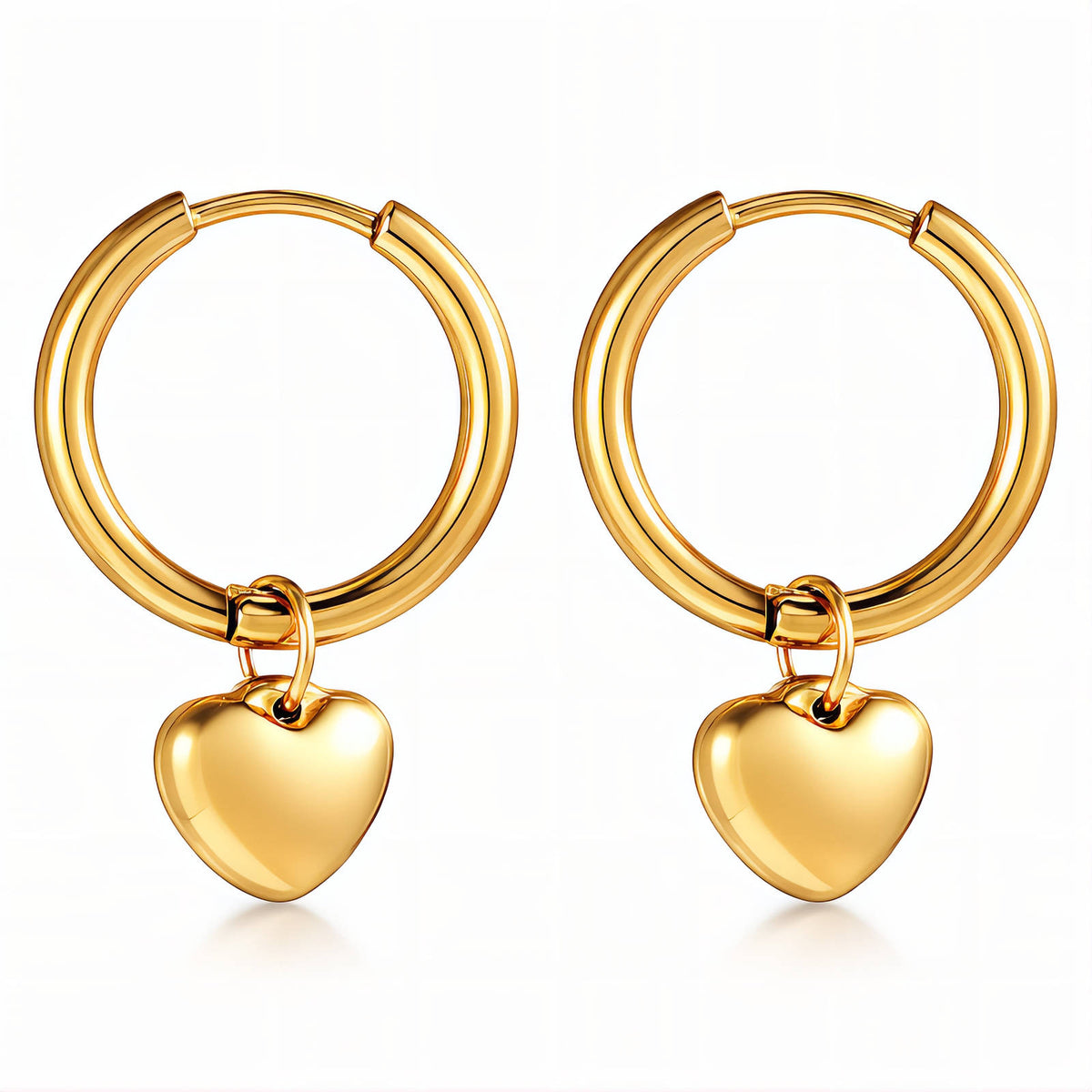 Polished Heart Stud Earrings