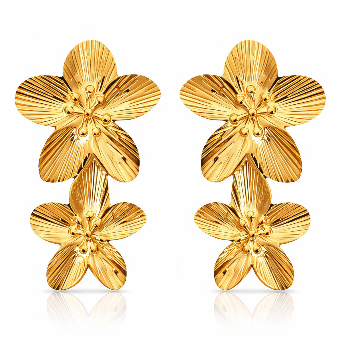 Gold Flower Stud Earrings
